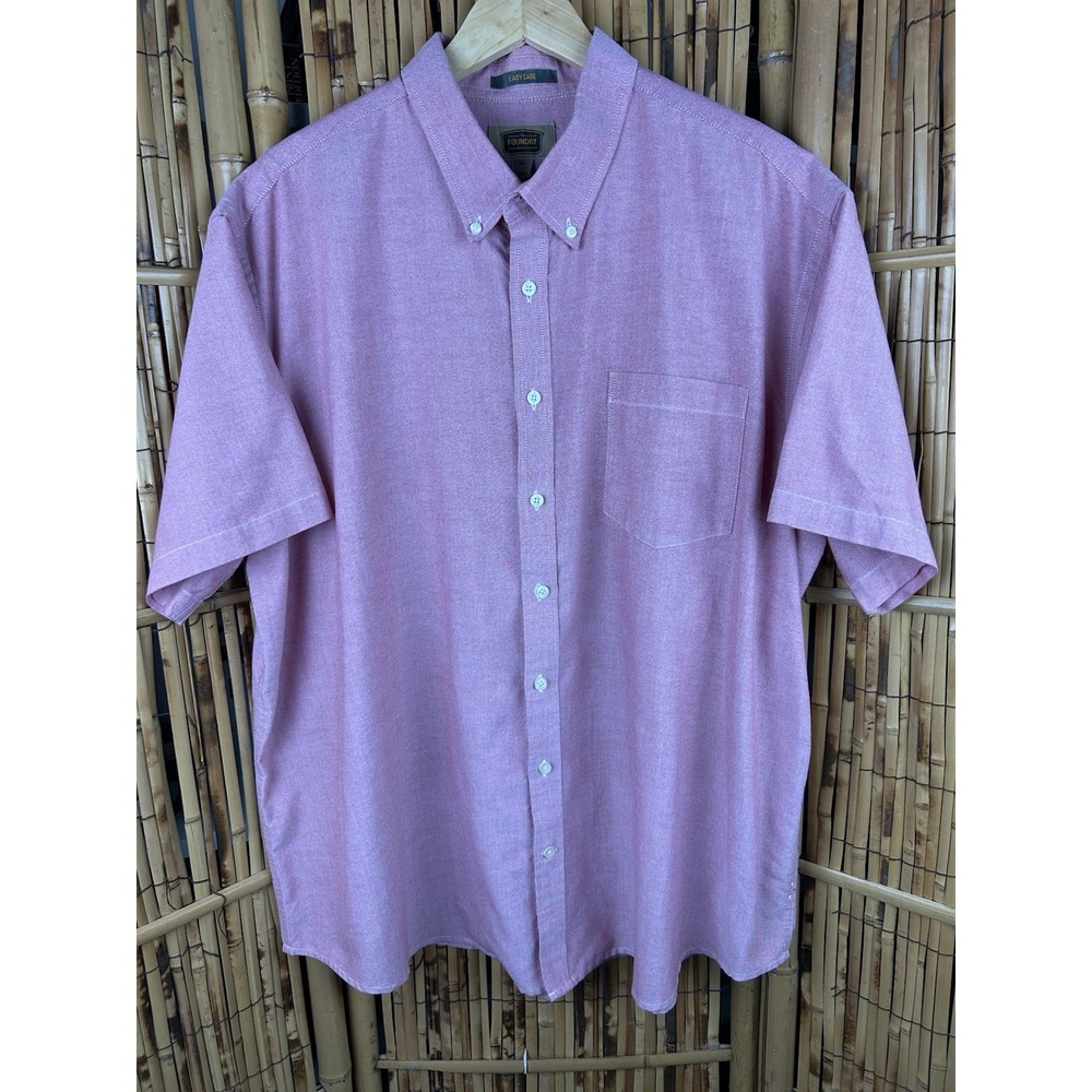 Vintage Foundry‎ Supply Co Men's 2XL  Short Sleeve Button Down Pink/Berry Shirt